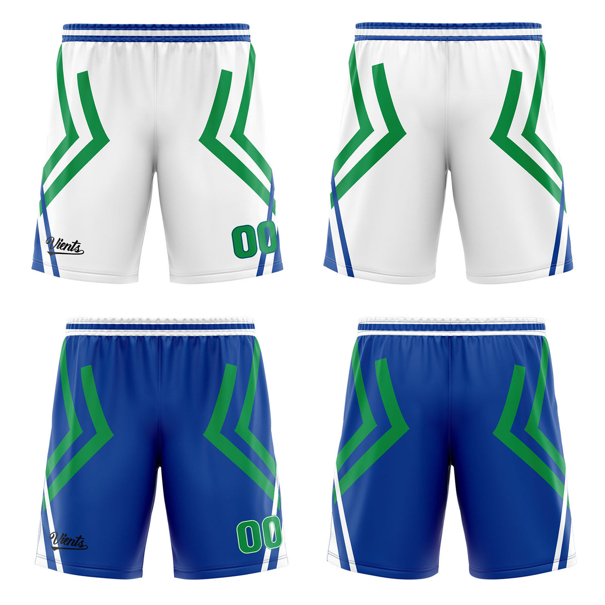 Benutzerdefinierte Weiß Blau Grün Reversible Basketball Jersey Personalisierte Drucken Name Nummer Logo