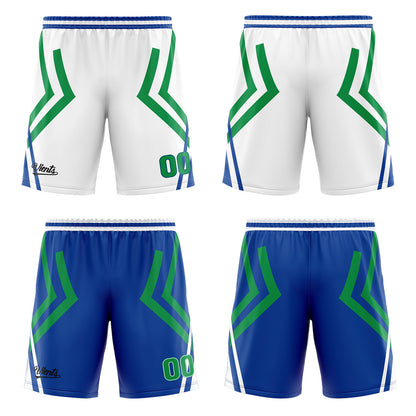 Benutzerdefinierte Weiß Blau Grün Reversible Basketball Jersey Personalisierte Drucken Name Nummer Logo