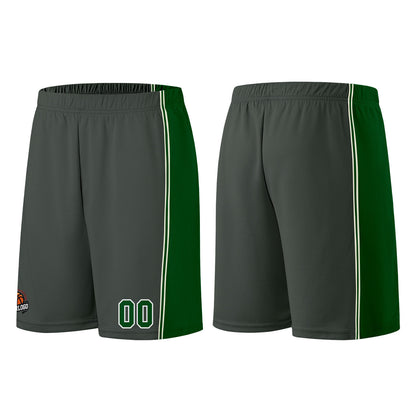 Individuelle Dunkelgrau-Grün Basketball Jersey Shorts für Männer und Frauen Gestickter und gedruckter Name, Nummer und Logo