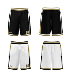 Benutzerdefinierte Schwarz Weiß Gold Reversible Basketball Jersey Personalisierte Drucken Name Nummer Logo