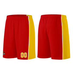 Individuelle Rot Gelb Basketball Jersey Shorts für Männer und Frauen Gestickter und gedruckter Name, Nummer und Logo
