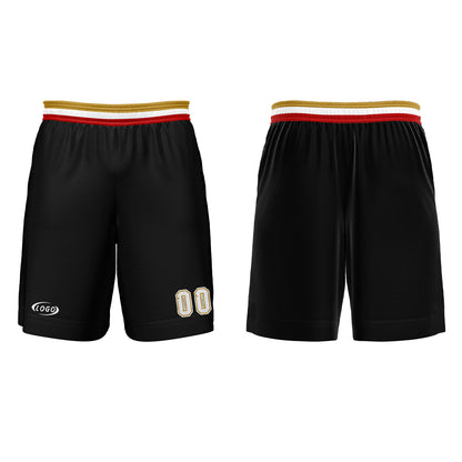 Benutzerdefinierter Schwarz Rot Gold Weiß Basketball Jersey Uniform Anzug gedruckt Ihr Logo Name Nummer