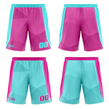Benutzerdefinierte Rosa Cyan Reversible Basketball Jersey Personalisierte Drucken Name Nummer Logo