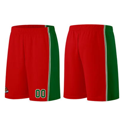 Individuelle Rot Grün Basketball Jersey Shorts für Männer und Frauen Gestickter und gedruckter Name, Nummer und Logo