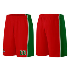 Individuelle Rot Grün Basketball Jersey Shorts für Männer und Frauen Gestickter und gedruckter Name, Nummer und Logo