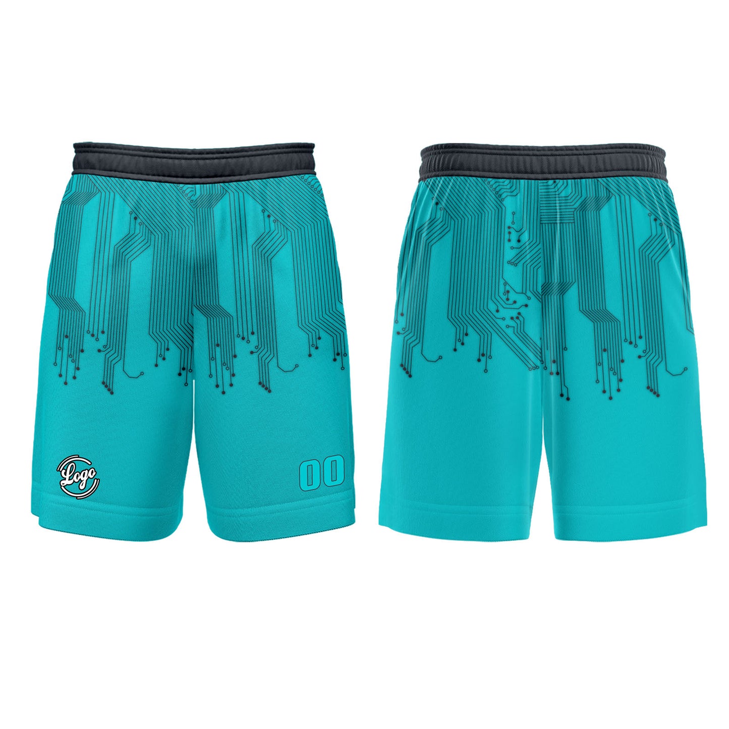 Kundenspezifisches Cyan Dunkelgrau Basketball Fußball Schießen langes T-Shirt für Erwachsene und Kinder
