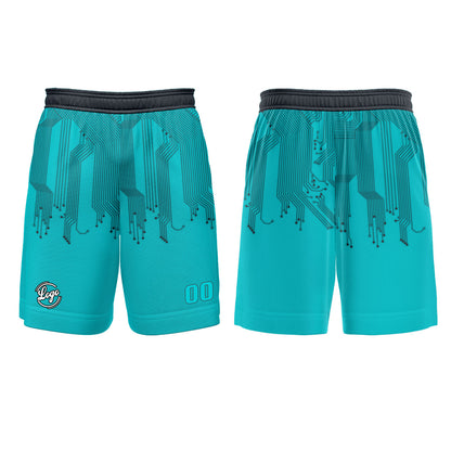 Kundenspezifisches Cyan Dunkelgrau Basketball Fußball Schießen langes T-Shirt für Erwachsene und Kinder