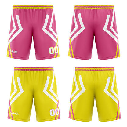 Benutzerdefinierte Rosa Gelb Reversible Basketball Jersey Personalisierte Drucken Name Nummer Logo