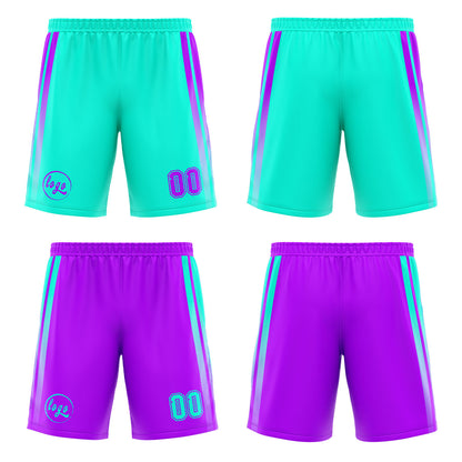 Benutzerdefinierte Lichtblau Lichtlila Reversible Basketball Jersey Personalisierte Drucken Name Nummer Logo
