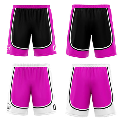 Benutzerdefinierte Schwarz Lichtlila Reversible Basketball Jersey Personalisierte Print Name Nummer Logo