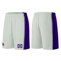 Individuelle Grau-Lila Basketball Jersey Shorts für Männer und Frauen Gestickter und gedruckter Name, Nummer und Logo