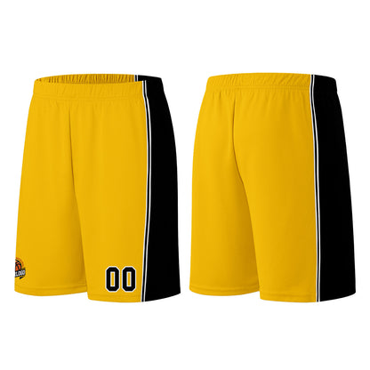 Individuelle Gelb Schwarz Basketball Jersey Shorts für Männer und Frauen Gestickter und gedruckter Name, Nummer und Logo