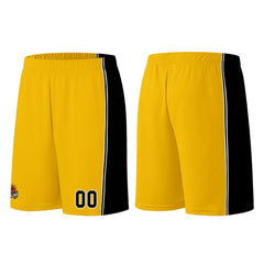 Individuelle Gelb Schwarz Basketball Jersey Shorts für Männer und Frauen Gestickter und gedruckter Name, Nummer und Logo