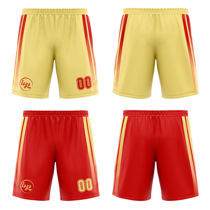 Benutzerdefinierte Rot Gelb Reversible Basketball Jersey Personalisierte Drucken Name Nummer Logo