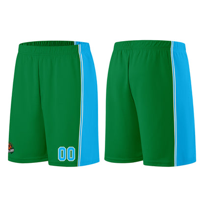Individuelle Kellygrün Hellblau Basketball Jersey Shorts für Männer und Frauen Gestickter und gedruckter Name, Nummer und Logo