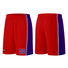 Individuelle Rot Lila Basketball Jersey Shorts für Männer und Frauen Gestickter und gedruckter Name, Nummer und Logo