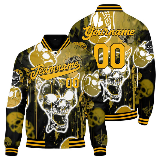 Benutzerdefinierte Gelb Varsity-Jacke. Letterman-Jacke für Männer, Frauen und Jugendliche