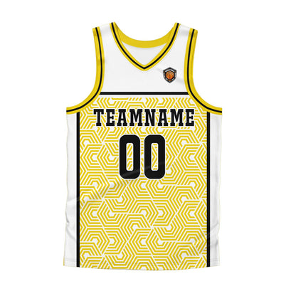Benutzerdefinierter Weiß Gelb Basketball Jersey Uniform Anzug gedruckt Ihr Logo Name Nummer