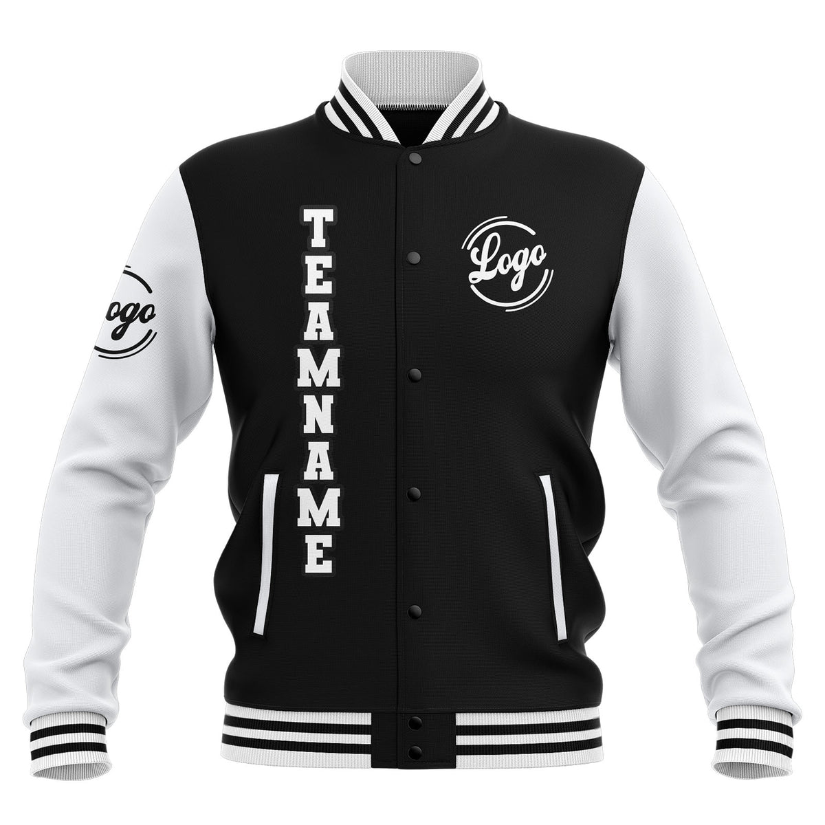 Benutzerdefiniert Schwarz Weiß Wasserdichte Varsity Jacken Personalisiert genäht Name Nummer Logo zu Letterman Jacken