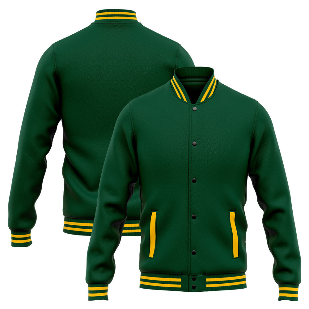 Benutzerdefinierte Varsity-Jacke. Letterman-Jacke für Männer, Frauen und Jugendliche Grün