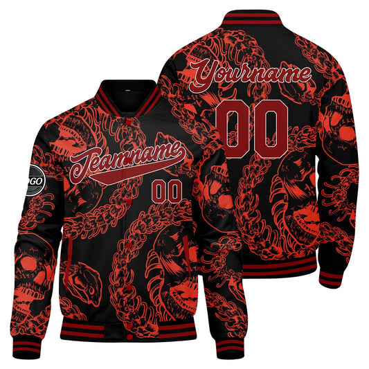 Benutzerdefinierte Rot Varsity-Jacke. Letterman-Jacke für Männer, Frauen und Jugendliche