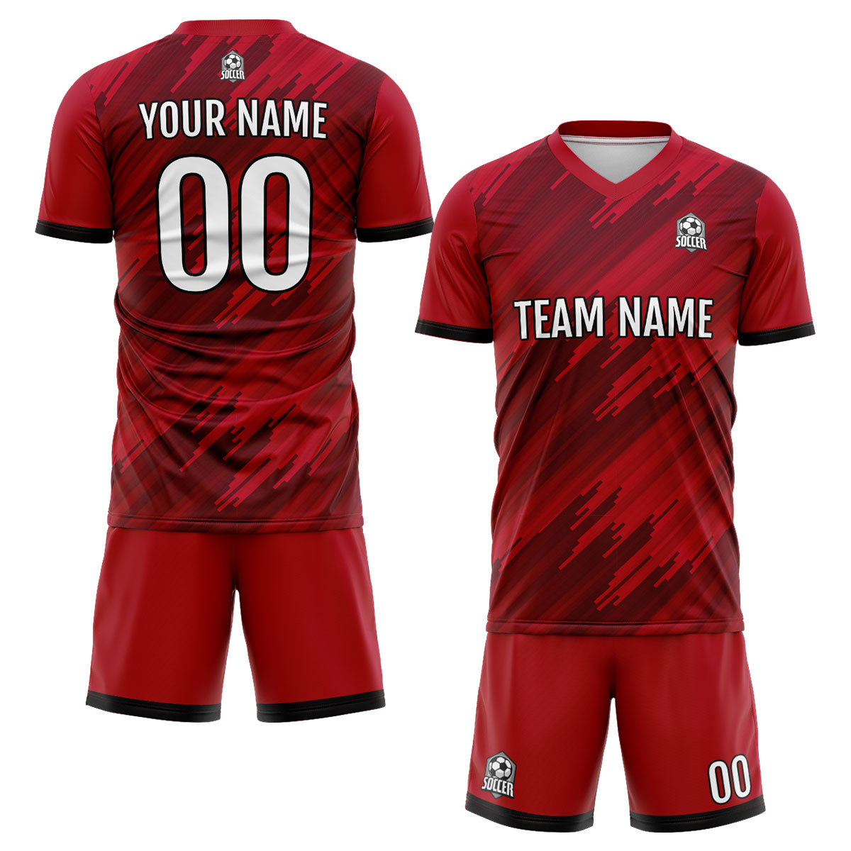 Benutzerdefinierte Rot Fußball Trikots für Männer Frauen Personalisierte Fußball Uniformen für Erwachsene und Kind