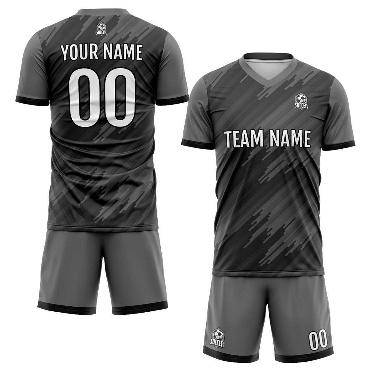 Benutzerdefinierte Grau Fußball Trikots für Männer Frauen Personalisierte Fußball Uniformen für Erwachsene und Kind