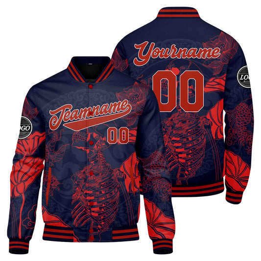 Benutzerdefinierte Rot Varsity-Jacke. Letterman-Jacke für Männer, Frauen und Jugendliche