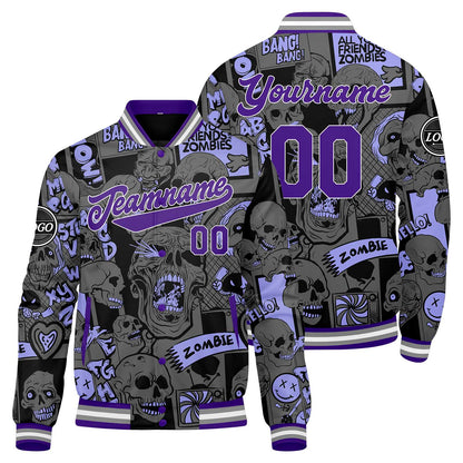Benutzerdefinierte Lila Varsity-Jacke. Letterman-Jacke für Männer, Frauen und Jugendliche