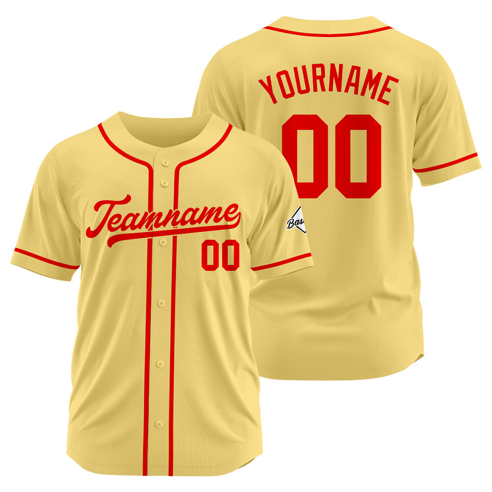 Benutzerdefinierte Authentisch Baseball-Trikot Gold-Rot