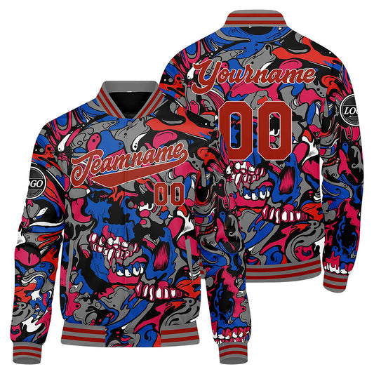 Benutzerdefinierte Rot Varsity-Jacke. Letterman-Jacke für Männer, Frauen und Jugendliche