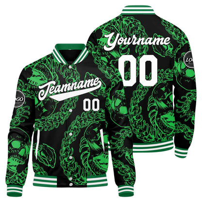 Benutzerdefinierte Grün Varsity-Jacke. Letterman-Jacke für Männer, Frauen und Jugendliche
