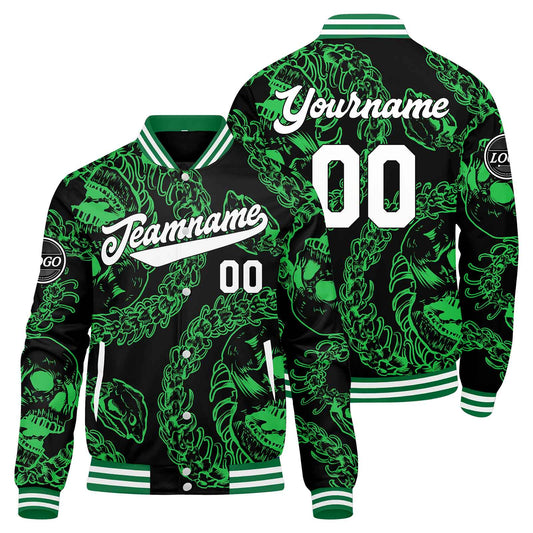 Benutzerdefinierte Grün Varsity-Jacke. Letterman-Jacke für Männer, Frauen und Jugendliche