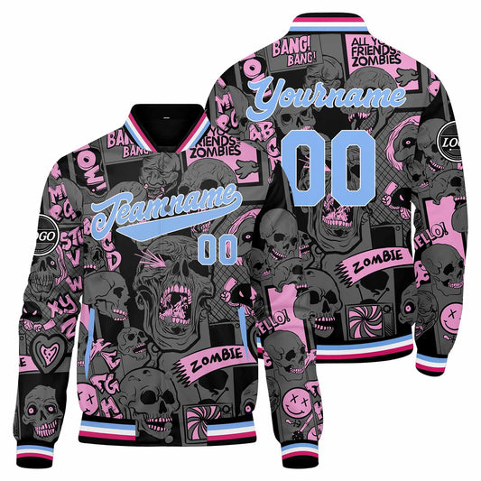 Benutzerdefinierte Pulver Blau Varsity-Jacke. Letterman-Jacke für Männer, Frauen und Jugendliche