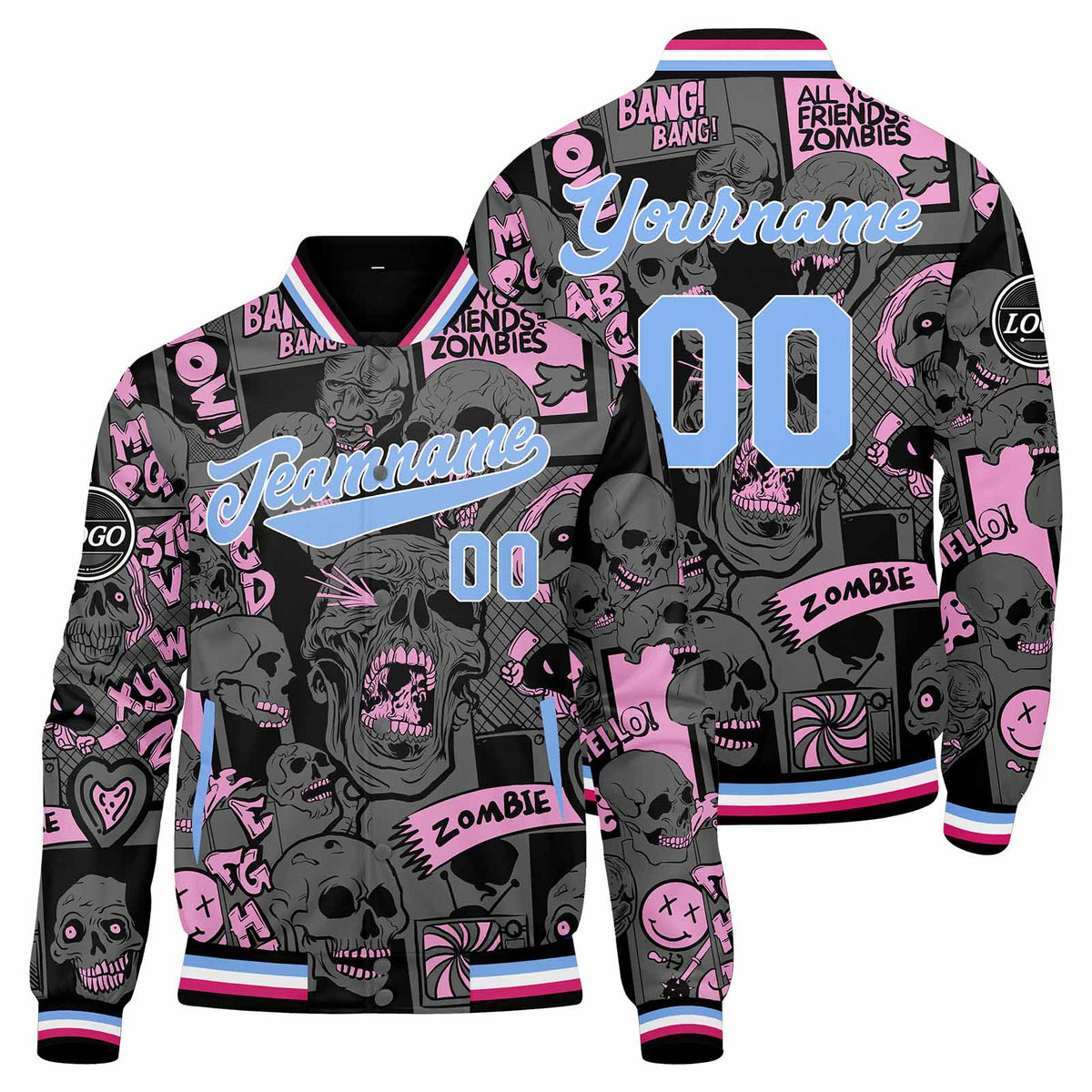 Benutzerdefinierte Pulver Blau Varsity-Jacke. Letterman-Jacke für Männer, Frauen und Jugendliche