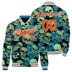 Benutzerdefinierte Orange Grün Varsity-Jacke. Letterman-Jacke für Männer, Frauen und Jugendliche