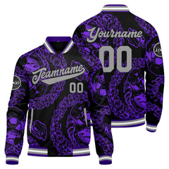 Benutzerdefinierte Lila Grau Varsity-Jacke. Letterman-Jacke für Männer, Frauen und Jugendliche