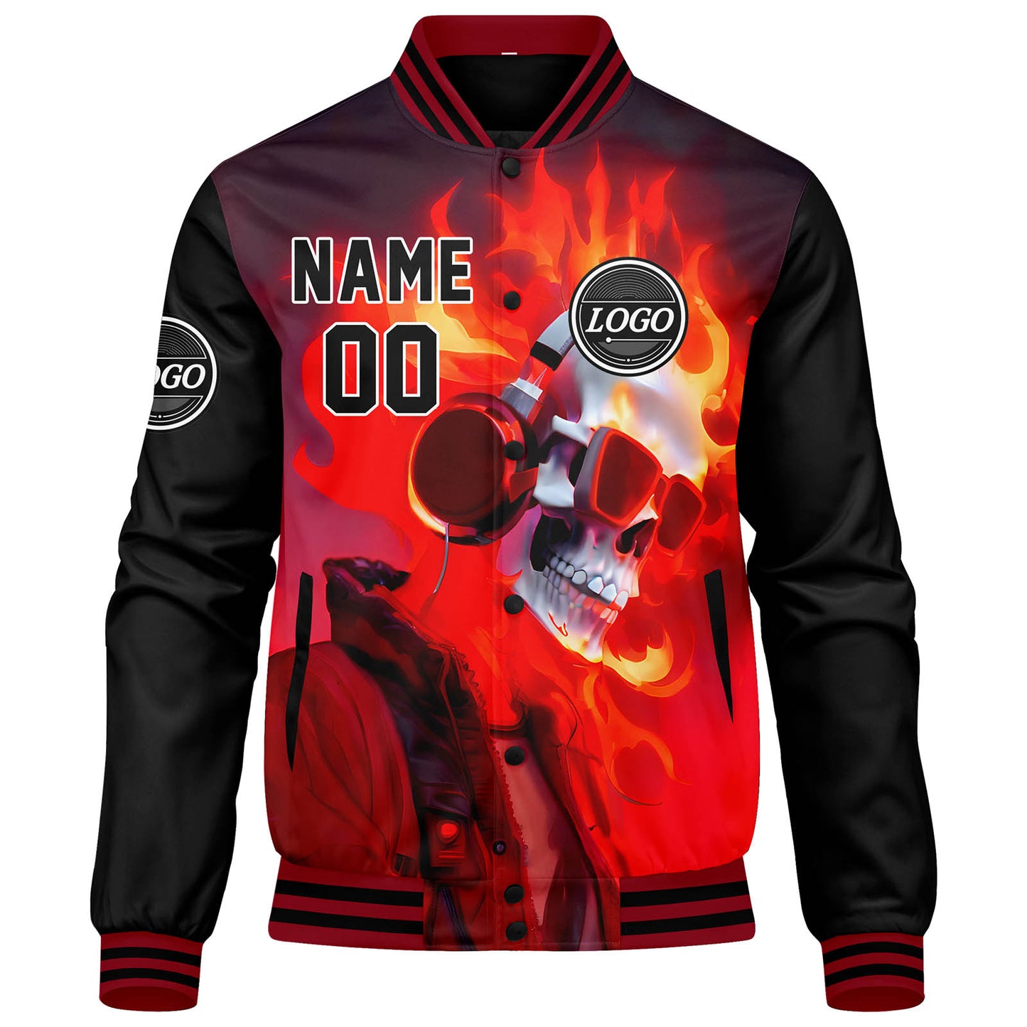 Benutzerdefinierte Verlauf Varsity-Jacke. Letterman-Jacke Schwarz Grau