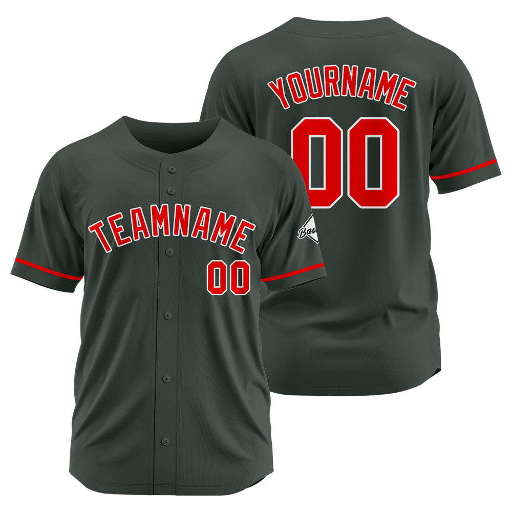 Benutzerdefinierte Authentisch Baseball-Trikot Dunkel Grau-Rot