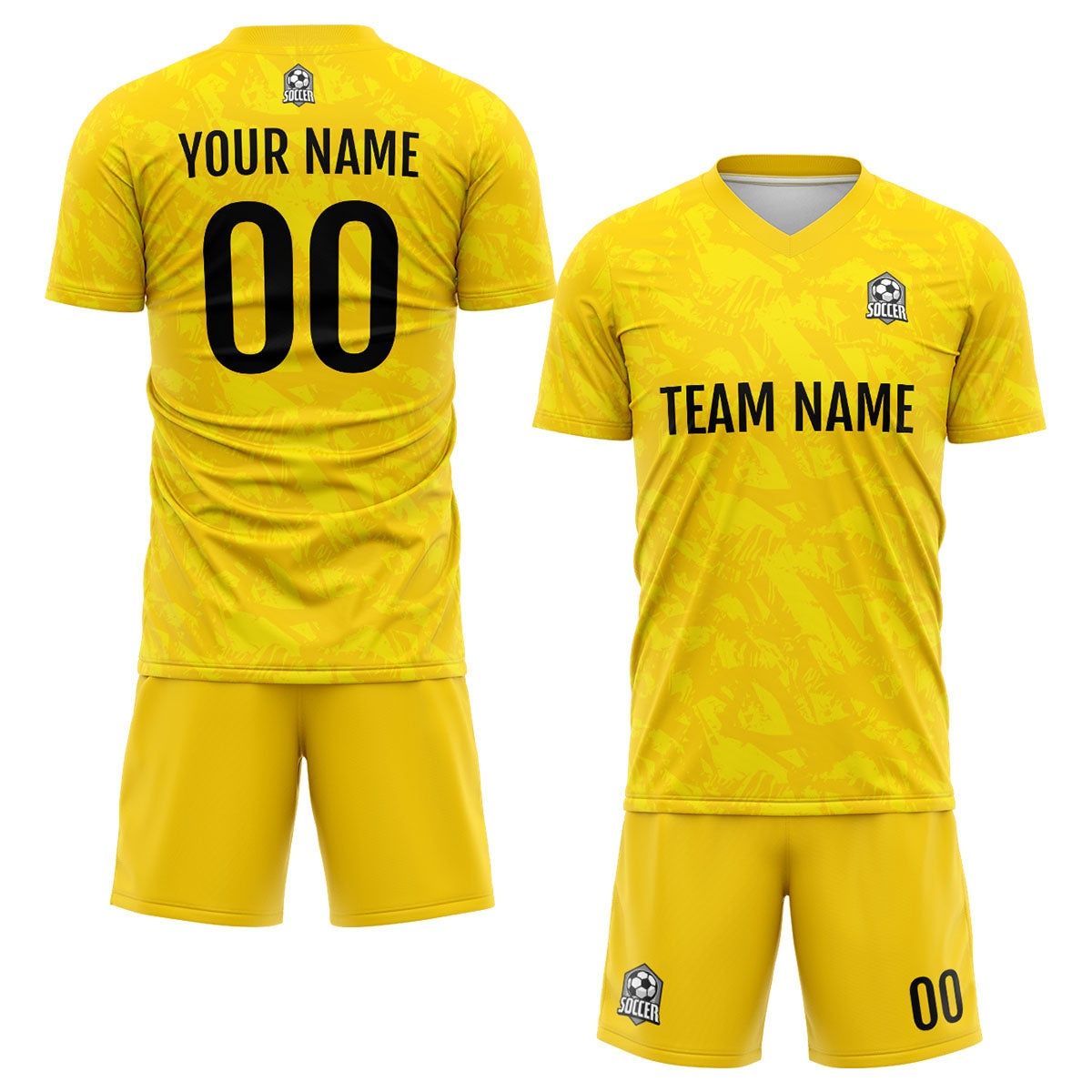 Benutzerdefinierte Gelb Fußball Trikots für Männer Frauen Personalisierte Fußball Uniformen für Erwachsene und Kind