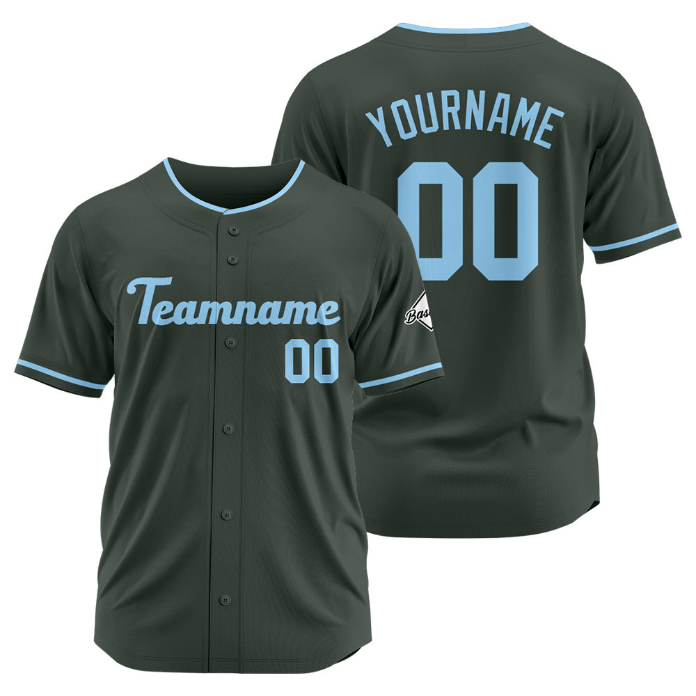 Benutzerdefinierte Authentisch Baseball-Trikot Dunkelgrau-Hellblau