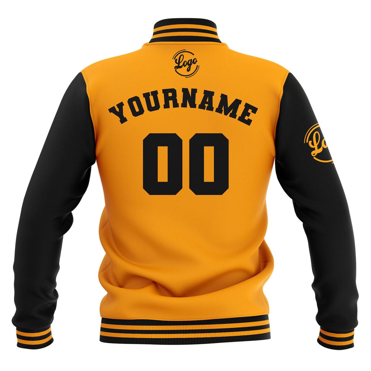 Benutzerdefiniert Schwarz Gelb Wasserdichte Varsity Jacken Personalisiert genäht Name Nummer Logo zu Letterman Jacken
