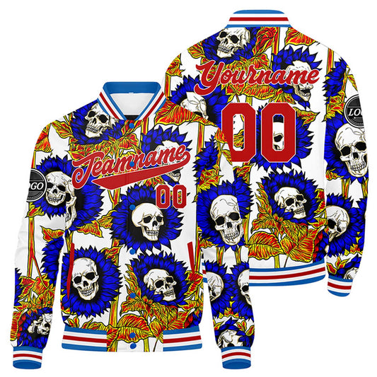 Benutzerdefinierte Blau Rot Varsity-Jacke. Letterman-Jacke für Männer, Frauen und Jugendliche