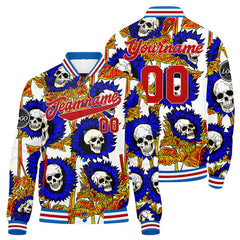 Benutzerdefinierte Blau Rot Varsity-Jacke. Letterman-Jacke für Männer, Frauen und Jugendliche