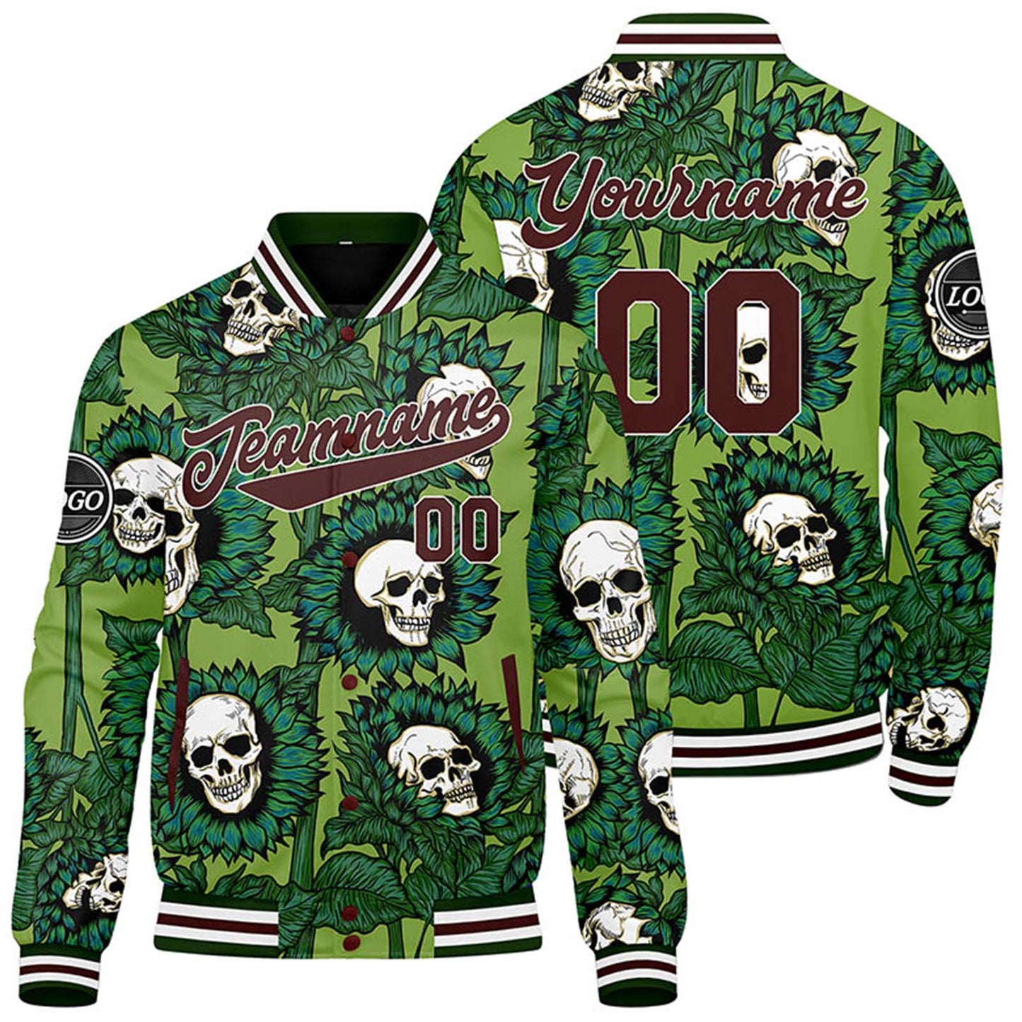 Benutzerdefinierte Grün Varsity-Jacke. Letterman-Jacke für Männer, Frauen und Jugendliche