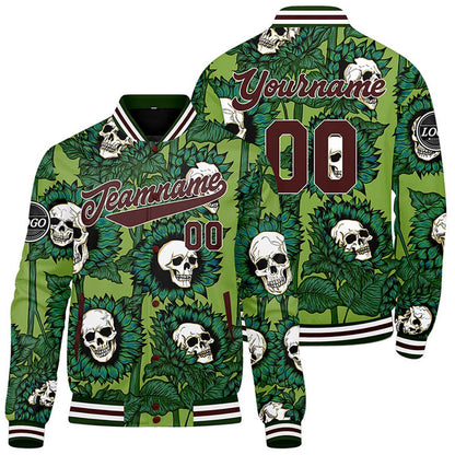 Benutzerdefinierte Grün Varsity-Jacke. Letterman-Jacke für Männer, Frauen und Jugendliche