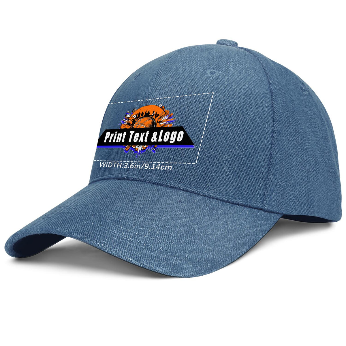Benutzerdefinierte Logo gewaschenen Denim Pferdeschwanz Baseballmütze mit Metalldruckknöpfen - Unisex & atmungsaktiv Blau