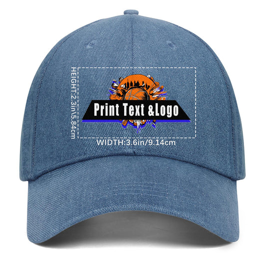 Benutzerdefinierte Logo gewaschenen Denim Pferdeschwanz Baseballmütze mit Metalldruckknöpfen - Unisex & atmungsaktiv Blau