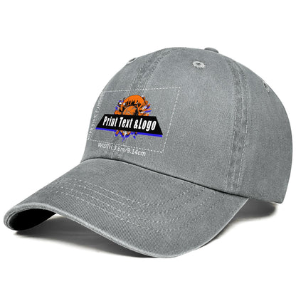 Kundenspezifisch Grau Logo Washed Cowboy Ponytail Cap Metall Snapback Herren und Damen Atmungsaktive Baseballkappen