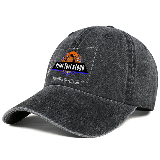 Kundenspezifisch  Schwarz  Logo Washed Cowboy Ponytail Cap Metall Snapback Herren und Damen Atmungsaktive Baseballkappen